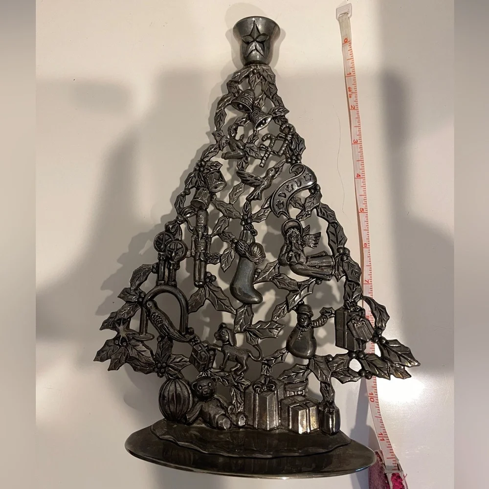 Godinger Silver Plated Christmas Tree Ornate Candle Holder Godinger 11